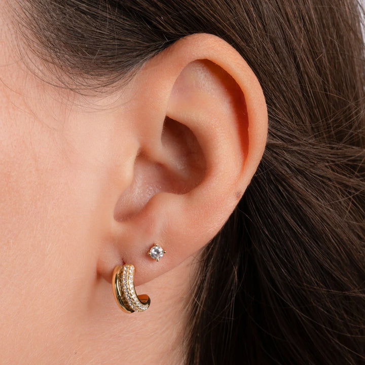 Pave Double Hoop Earrings-Embark Fine Jewelry