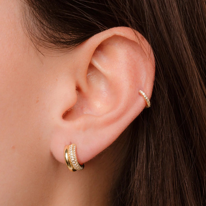 Pave Double Hoop Earrings-Embark Fine Jewelry
