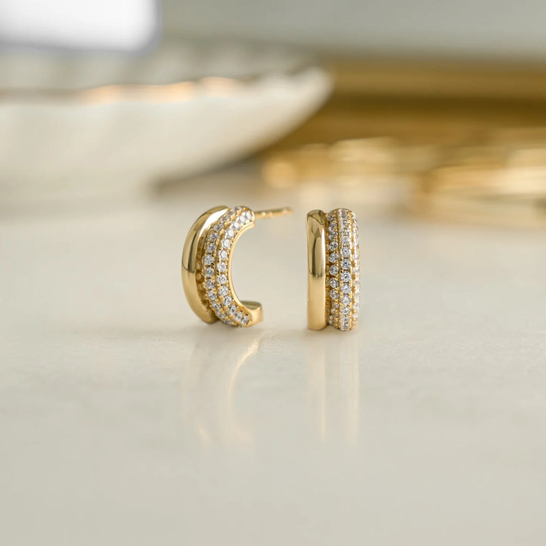 Pave Double Hoop Earrings-Embark Fine Jewelry