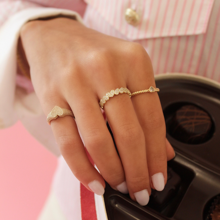 Pave Heart Eternity Ring
