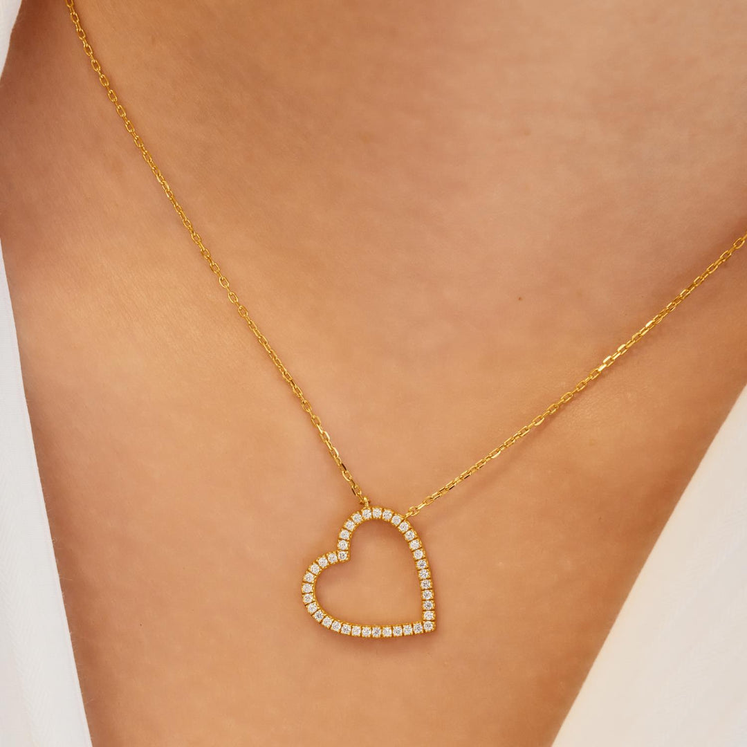 Pave Open Heart Necklace