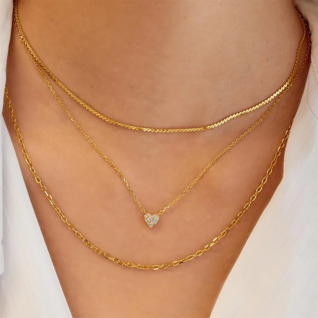 Pavé Puffed Heart Necklace