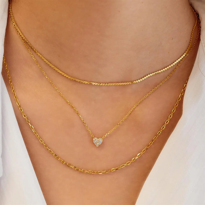 Pavé Puffed Heart Necklace