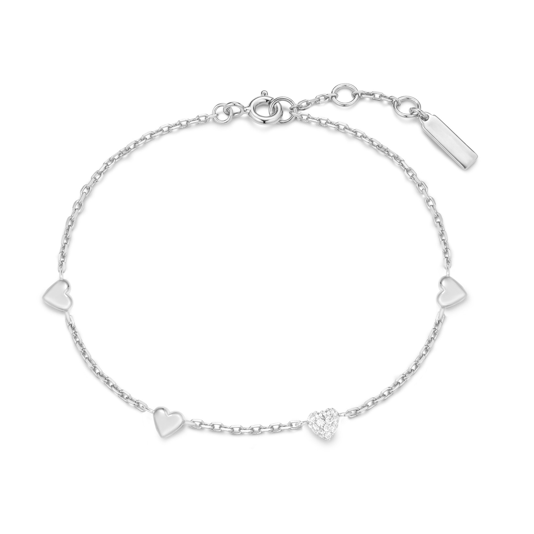 Pavé Puffed Heart Station Bracelet