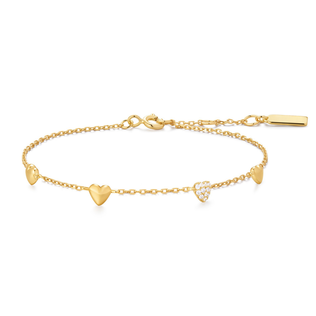 Pavé Puffed Heart Station Bracelet