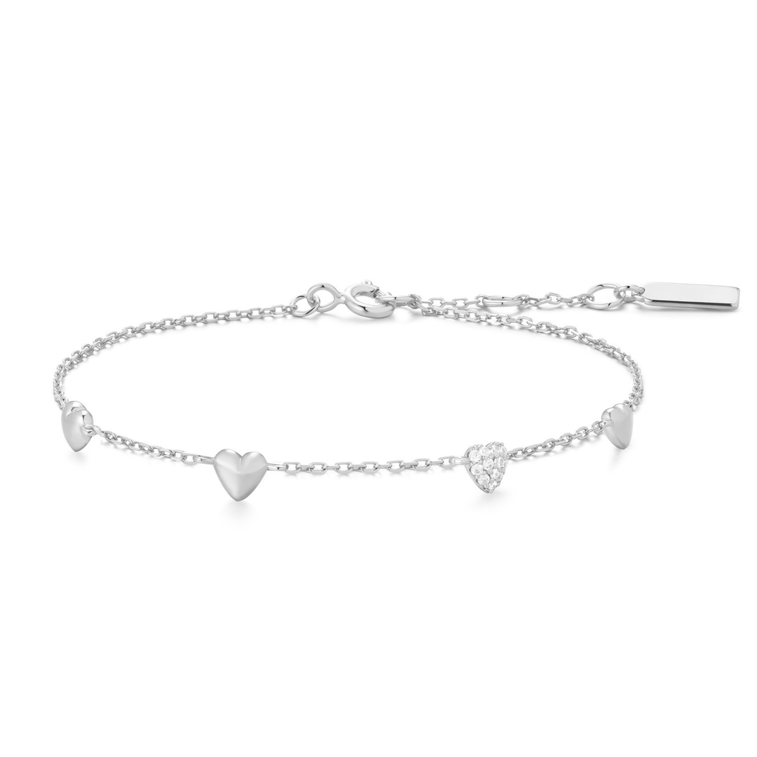 Pavé Puffed Heart Station Bracelet