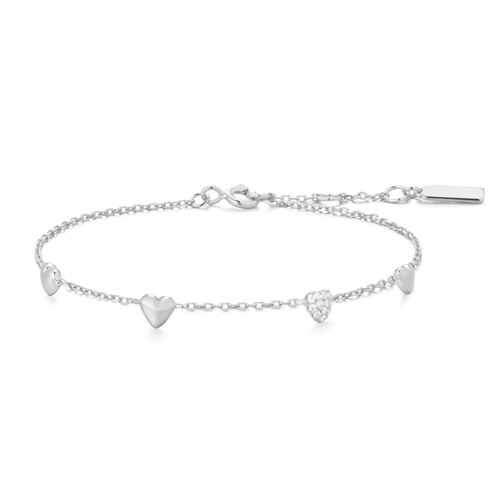Pavé Puffed Heart Station Bracelet
