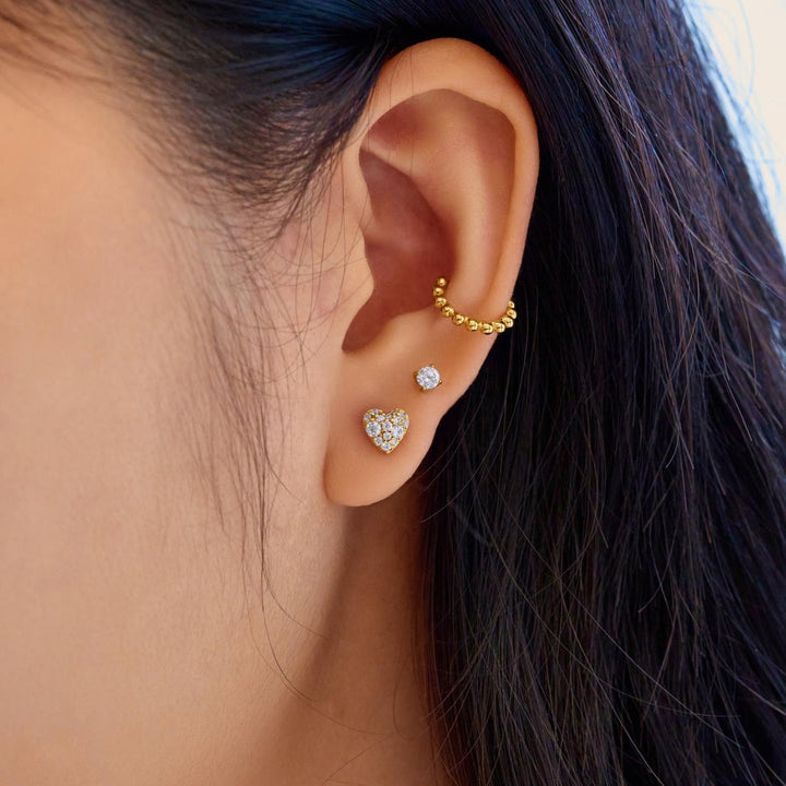 Pavé Puffed Heart Studs