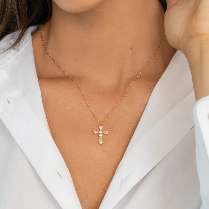 Pear-Cut Cross Necklace