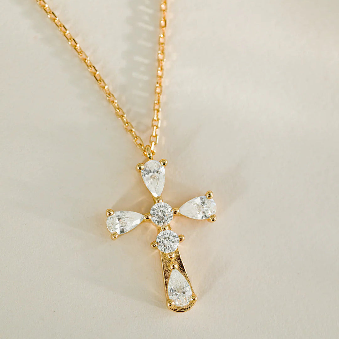Pear-Cut Cross Necklace
