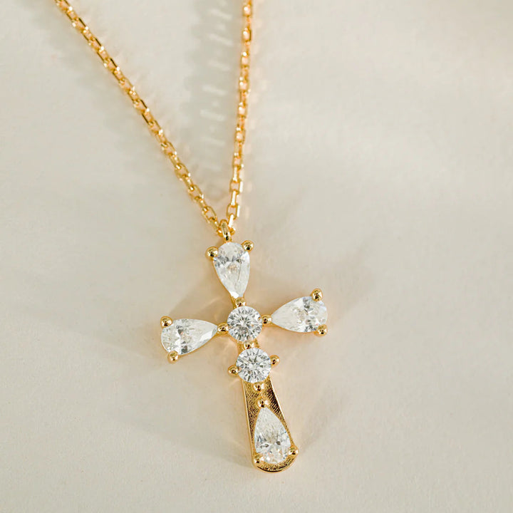 Pear-Cut Cross Necklace