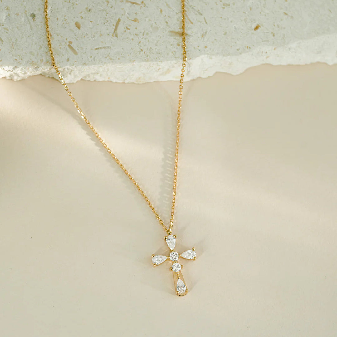 Pear-Cut Cross Necklace