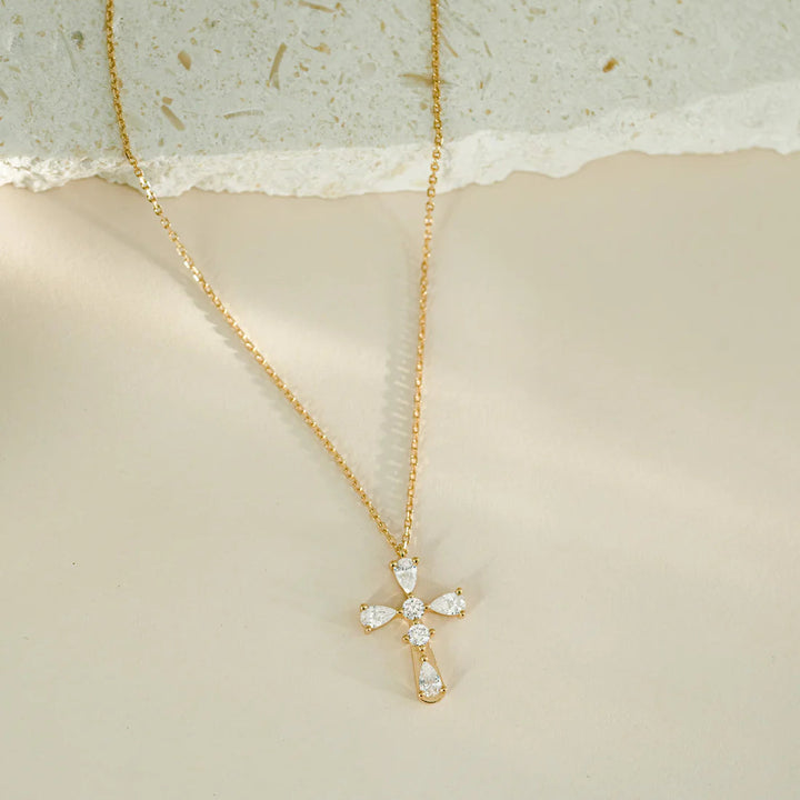 Pear-Cut Cross Necklace