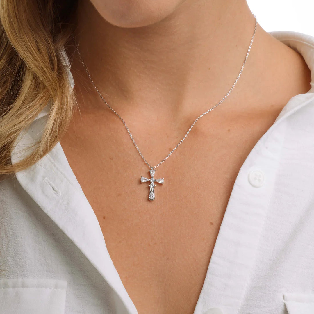 Pear-Cut Cross Necklace
