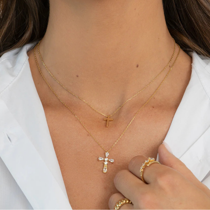 Pear-Cut Cross Necklace