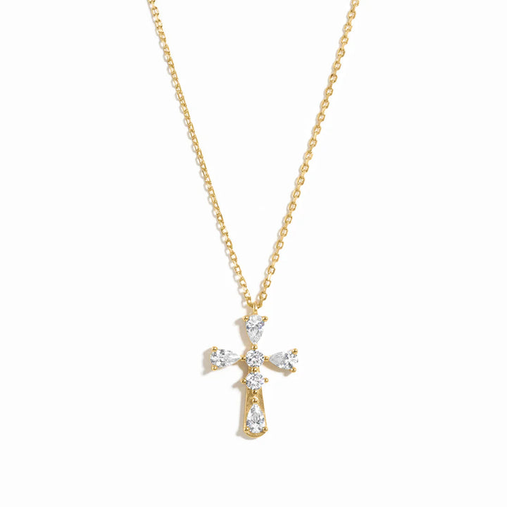 Pear-Cut Cross Necklace