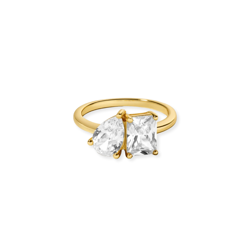 Pear &amp; Emerald-Cut Toi et Moi Travel Ring