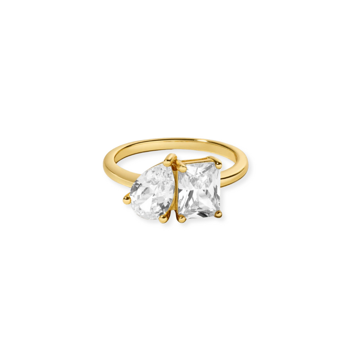 Pear &amp; Emerald-Cut Toi et Moi Travel Ring