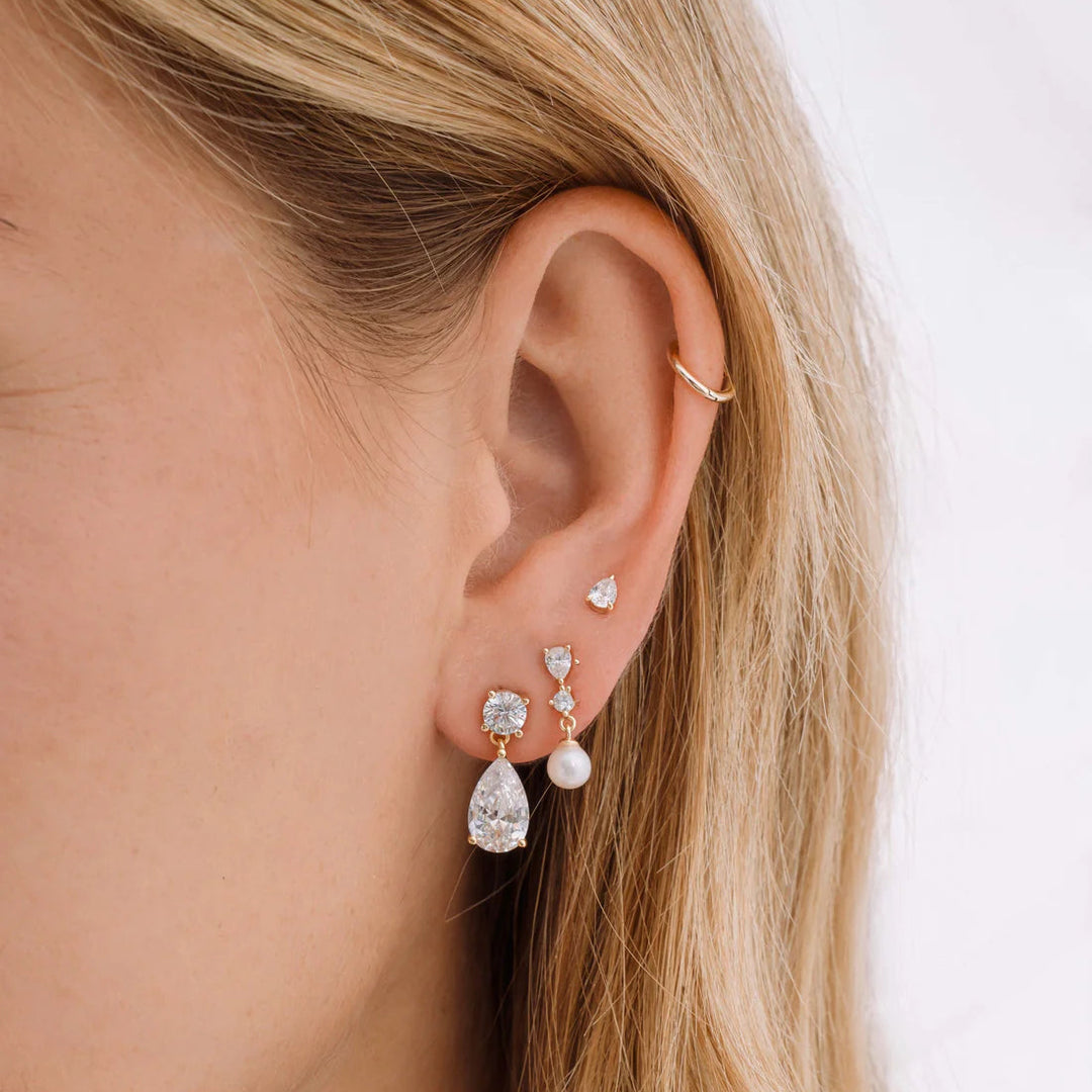 Pear &amp; Round Drop Earrings