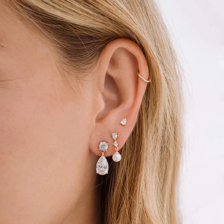 Pear &amp; Round Drop Earrings