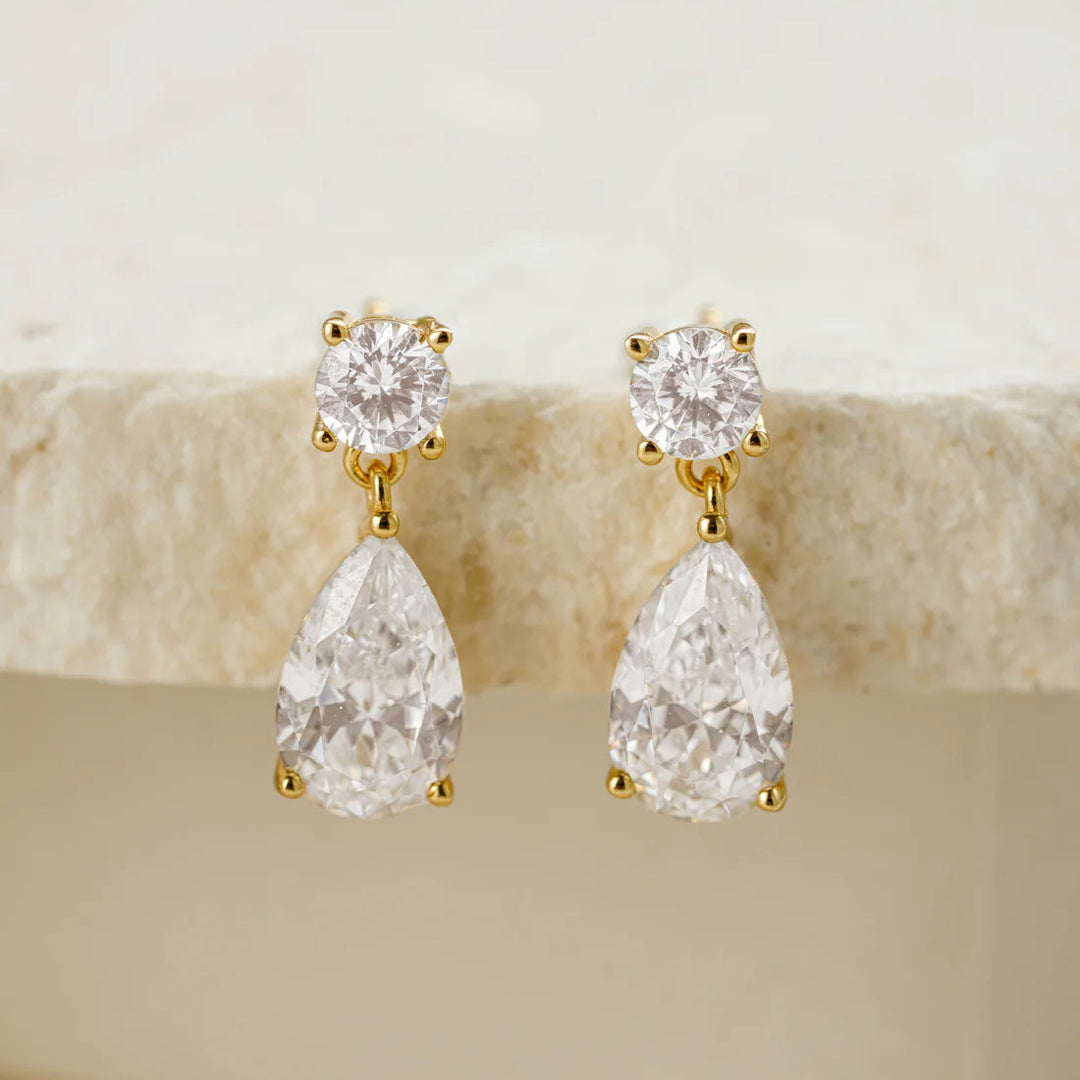 Pear &amp; Round Drop Earrings
