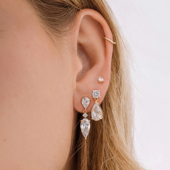 Pear &amp; Round Drop Earrings