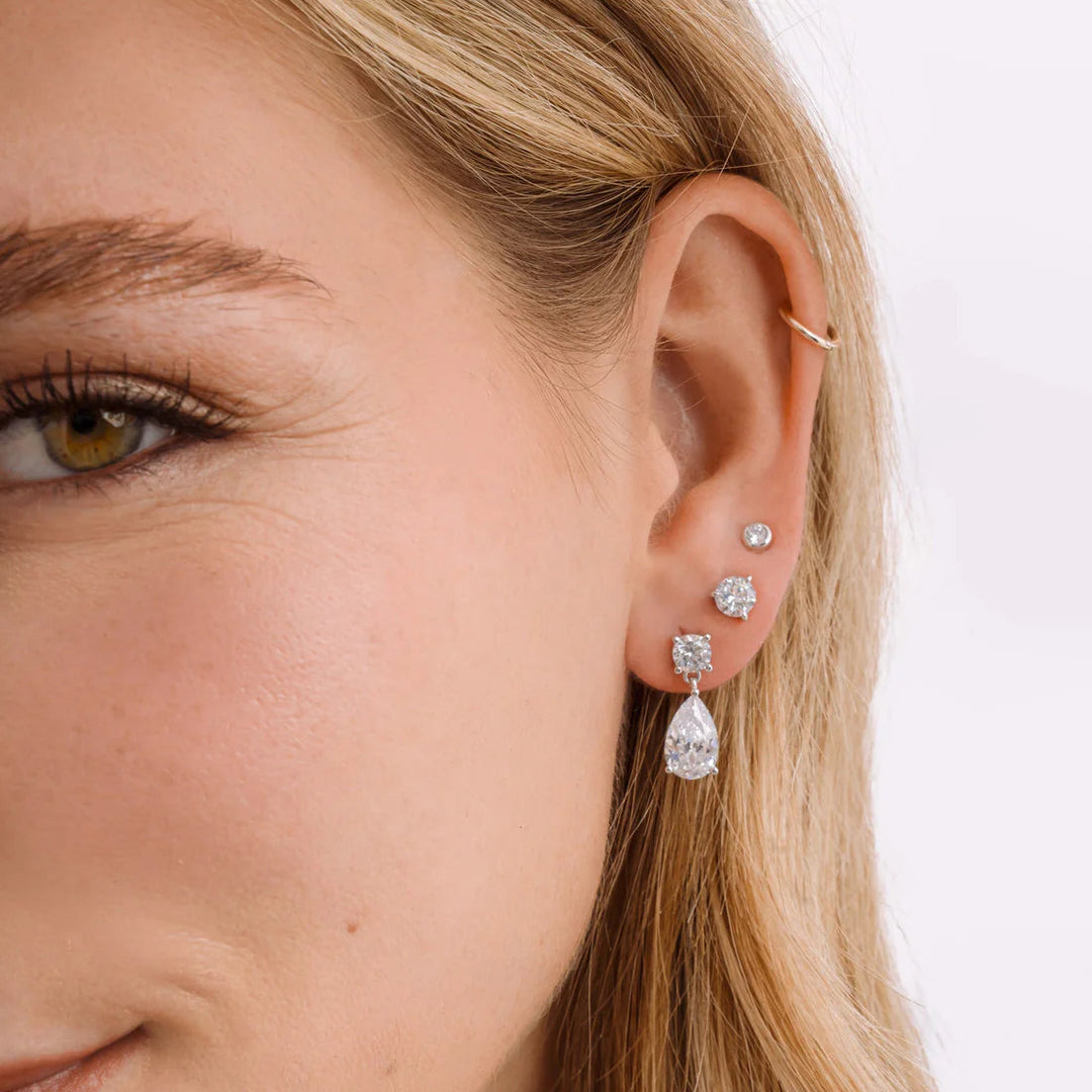 Pear &amp; Round Drop Earrings