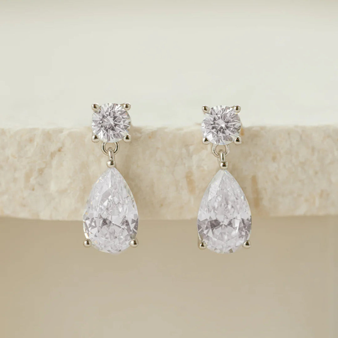 Pear &amp; Round Drop Earrings