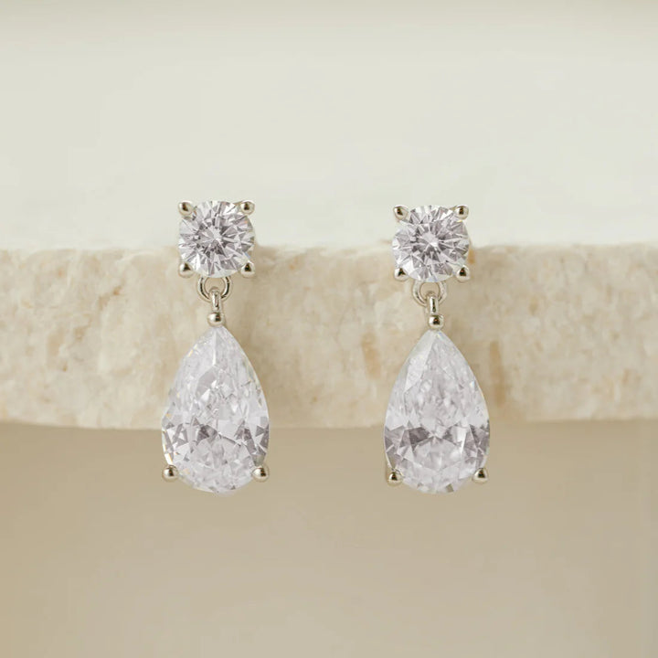 Pear &amp; Round Drop Earrings