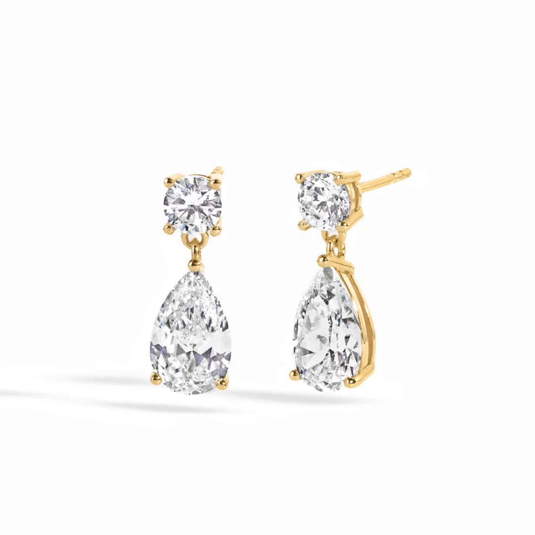 Pear &amp; Round Drop Earrings