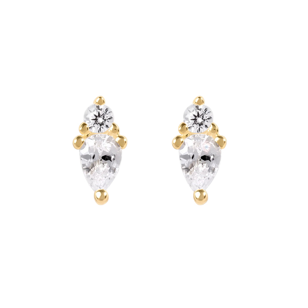 Pear &amp; Round Stack Stud
