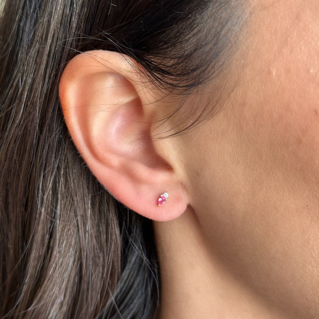Pear &amp; Round Stack Stud