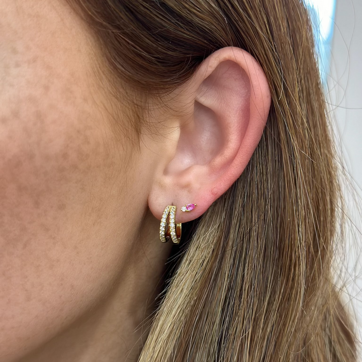 Pear &amp; Round Stack Stud