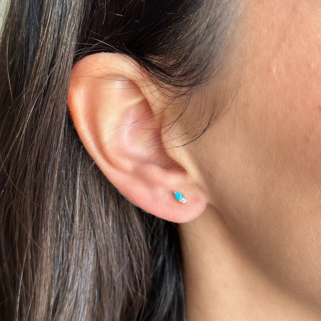 Pear &amp; Round Stack Stud