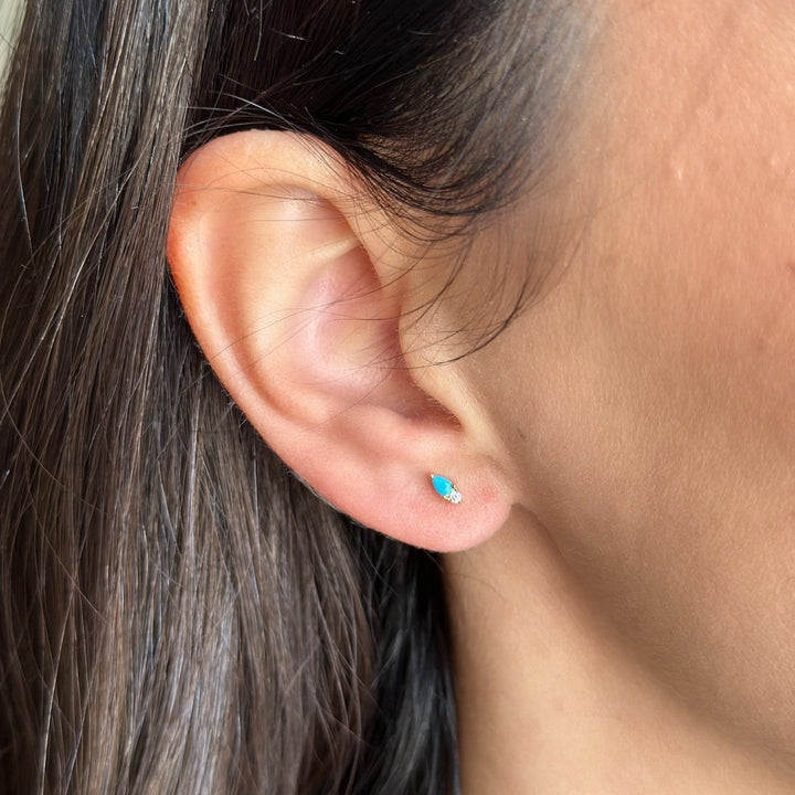 Pear &amp; Round Stack Stud