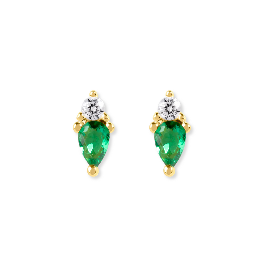 Pear &amp; Round Stack Stud