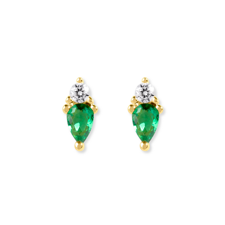 Pear &amp; Round Stack Stud