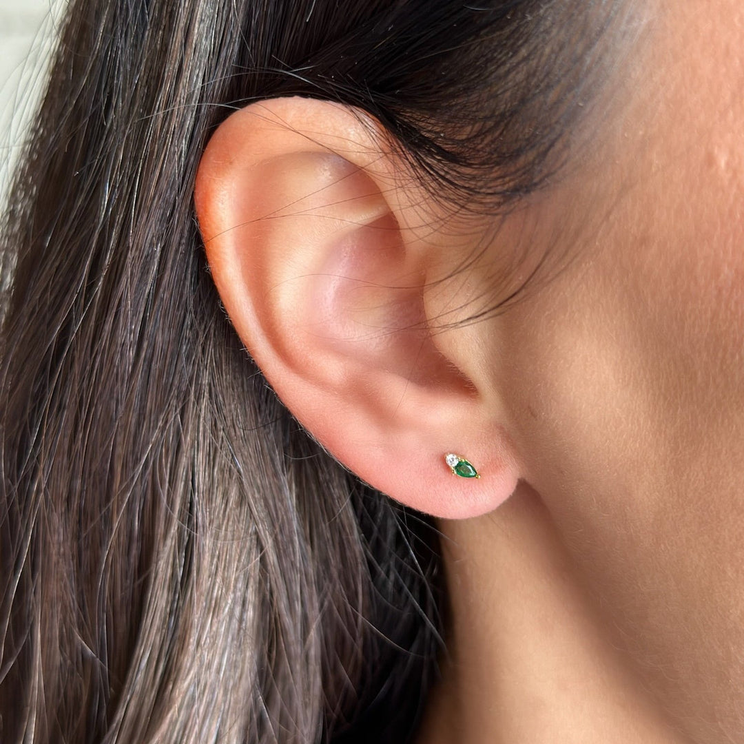 Pear &amp; Round Stack Stud