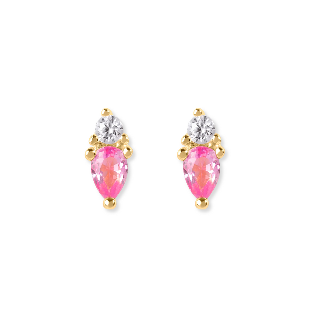 Pear &amp; Round Stack Stud