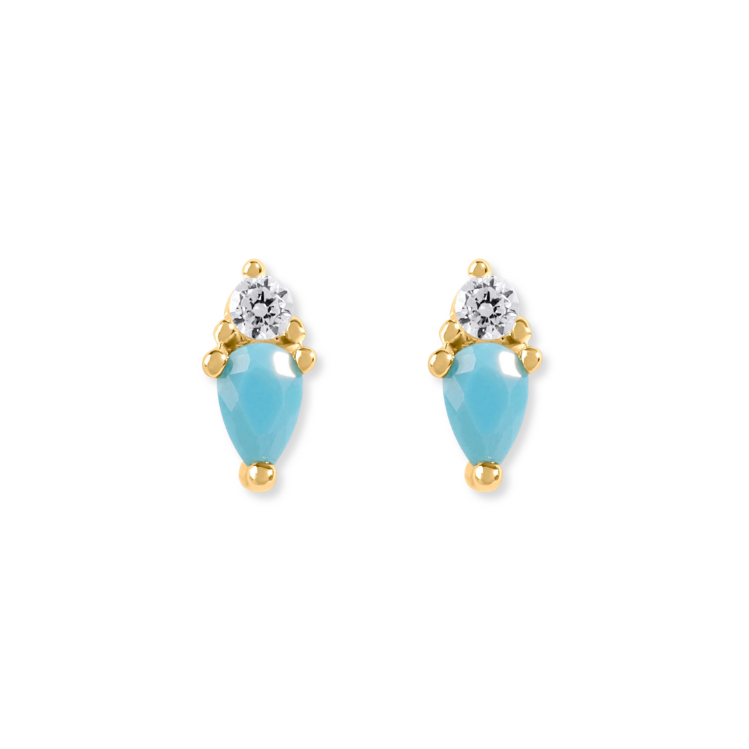 Pear &amp; Round Stack Stud