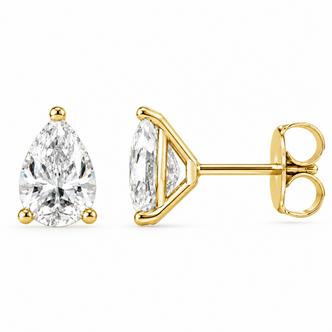 14K 3-Prong Lab-Grown Pear Martini Studs