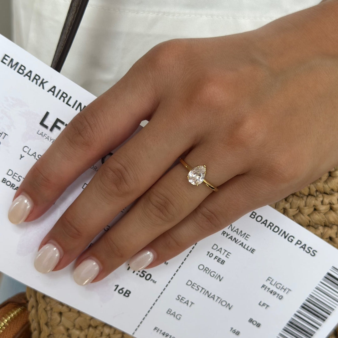 Pear Solitaire Travel Ring