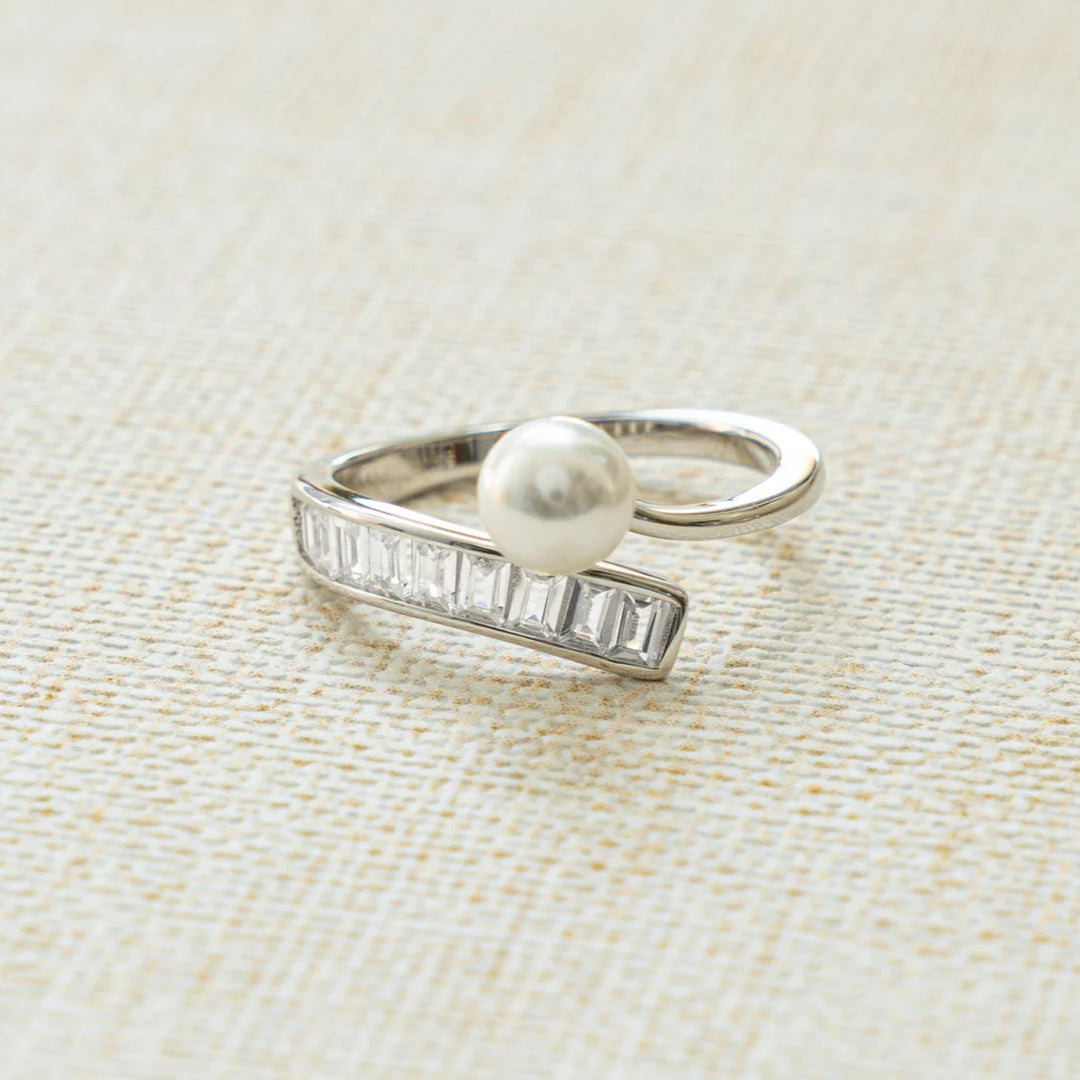 Pearl &amp; Baguette Wrap Ring