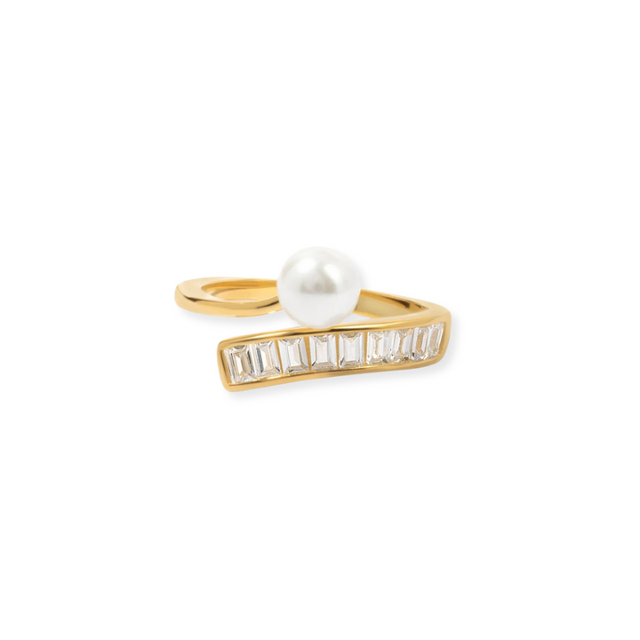 Pearl &amp; Baguette Wrap Ring