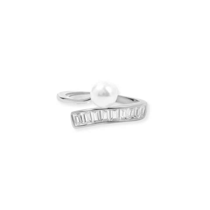 Pearl &amp; Baguette Wrap Ring