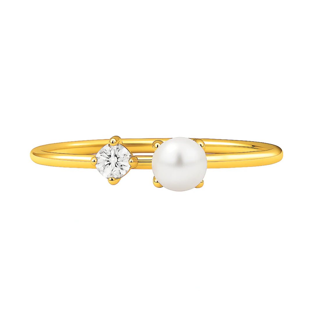 Pearl &amp; CZ Stack Ring