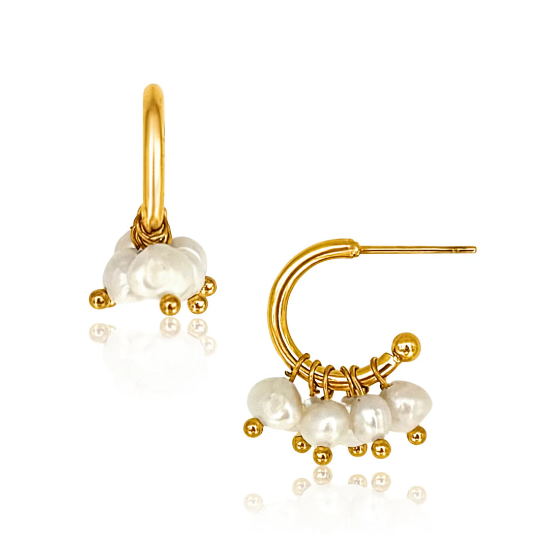 Pearl Dangle Mini Hoops