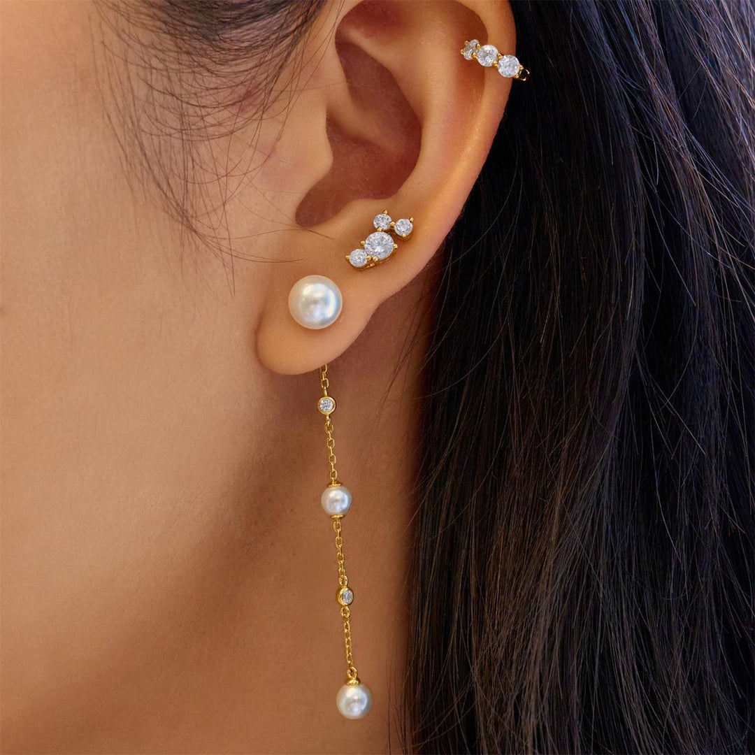 Pearl Station Front &amp; Back Drop Earrings
