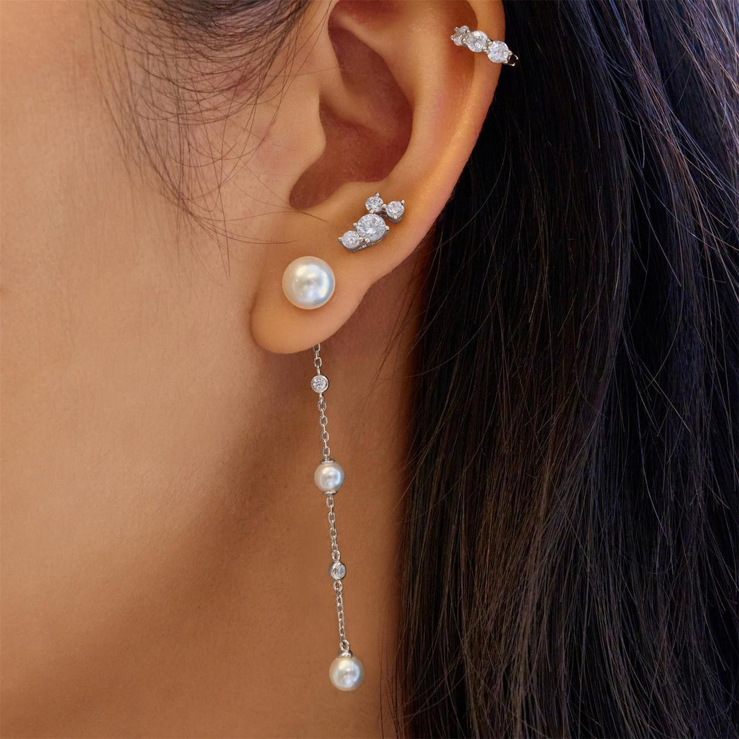 Pearl Station Front &amp; Back Drop Earrings