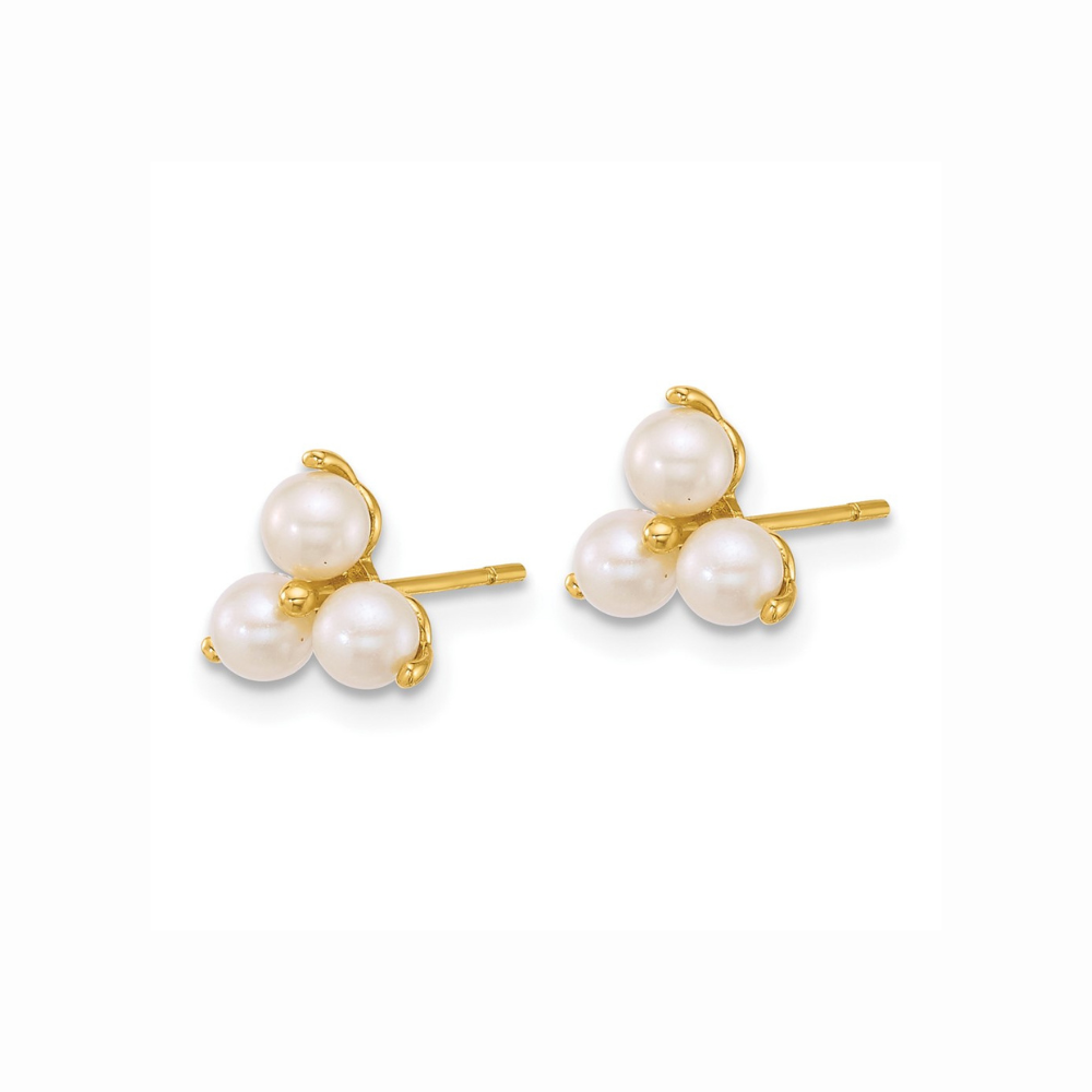14K Trio Freshwater Pearl Studs